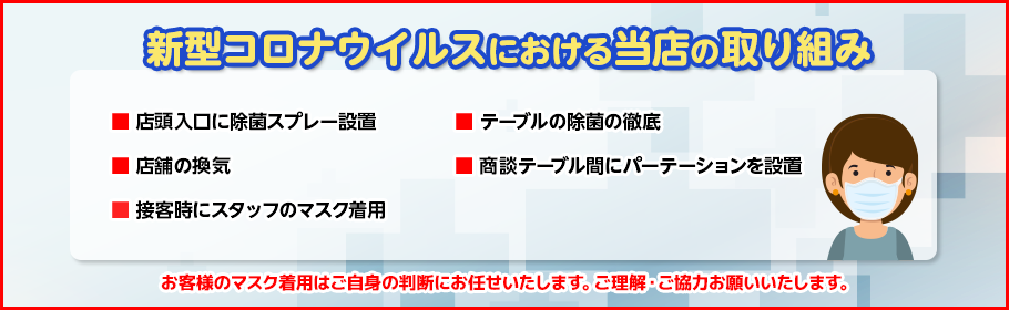 新型コロナウイルスにおける当店の取組