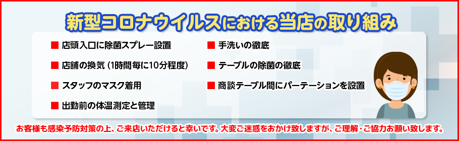 新型コロナウイルスにおける当店の取組